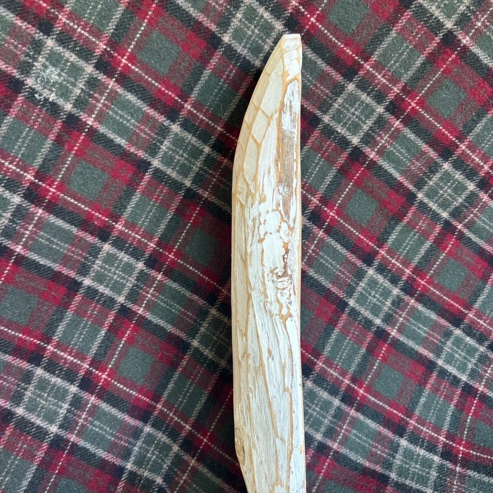 Hand Carved White Distressed Wood Dough Bowl Baguette Tray Primitive Centerpiece